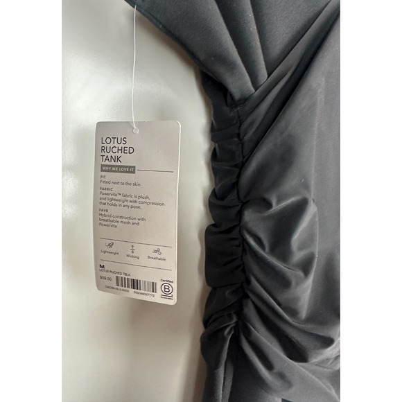 NWT Athleta Lotus Ruched Tank Top Black Stretch Wrap Fitted Compression Medium - Picture 3 of 11